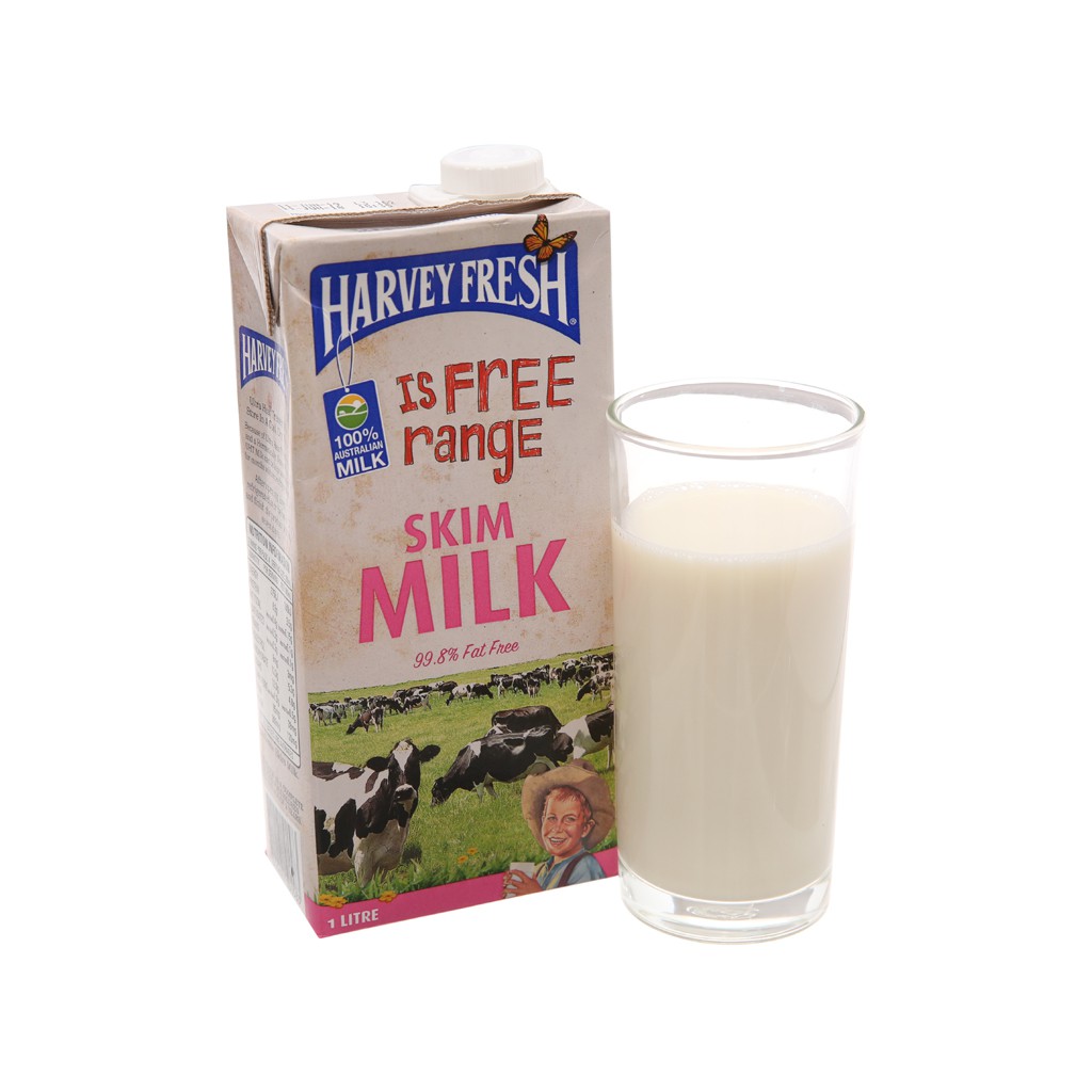 COMBO 12 Hộp Sữa Tiệt Trùng Tách Béo Harvey Fresh 1L | Harvey Fresh UHT Skim Milk 1L - Date 08/12/2025