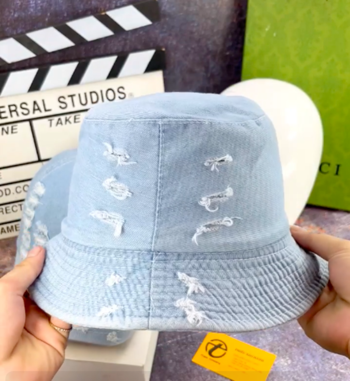 Combo nón cặp nam nữ trơn phối vải jeans form chuẩn thời trang đường phố cao cấp