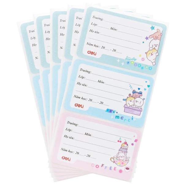 Nhãn Vở Học Sinh 3 Ô - Deli CA903 (15 Nhãn)