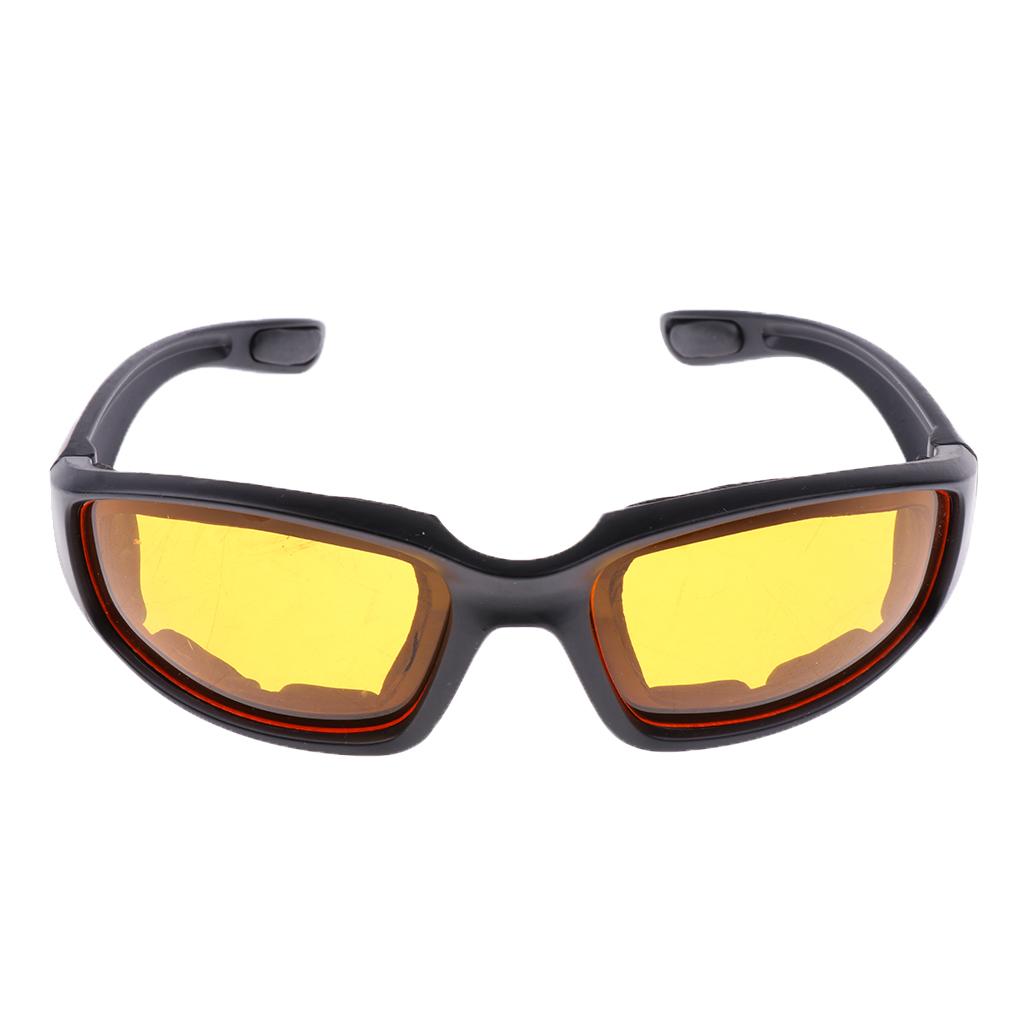 2xMotorcycle Windproof Dustproof Riding Glasses Padded Comfortable Yellow