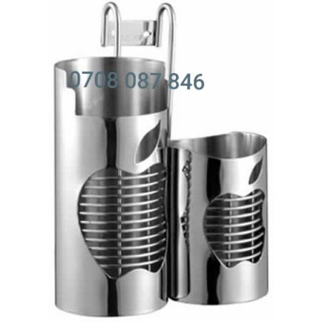 Ống đựng đũa muỗng INOX 304 (đơn, đôi) ) - Ống đũa táo inox, 1 ngăn,2 ngăn