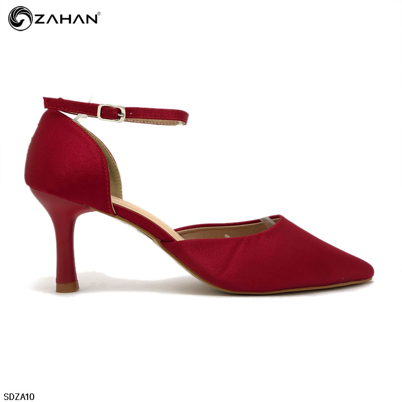 Sandal 7cm, khoét eo, vải satin, chính hãng ZAHAN SDZA10