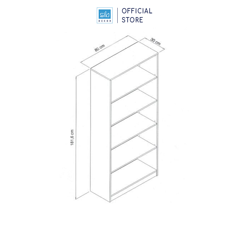 Tủ Sách 5 Tầng Đơn Giản Màu Trắng SIB Decor KS292