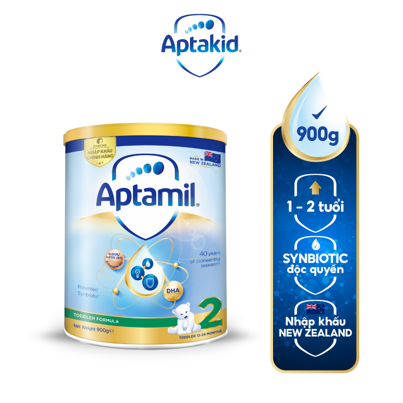 Sữa bột Aptamil New Zealand hộp thiếc số 2 (900g) cho bé 12-24 tháng tuổi