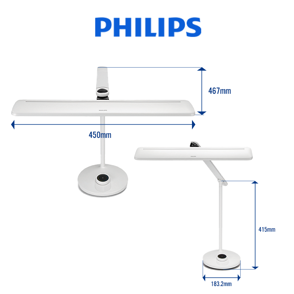 Đèn Bàn Philips LED VDTMate DSK501 14W - điều chỉnh màu ánh sáng (2700K-6500K), bảo vệ mắt, chống cận thị