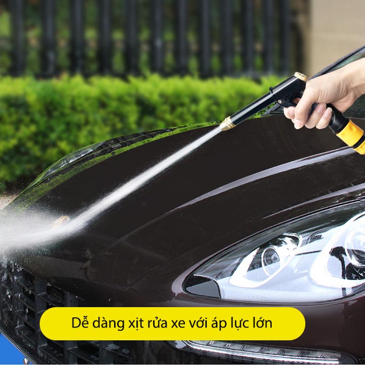 Cây phun xịt rửa xe áp lực cao, tưới cây đa năng loại ngắn, đầu bằng hợp kim mạ đồng