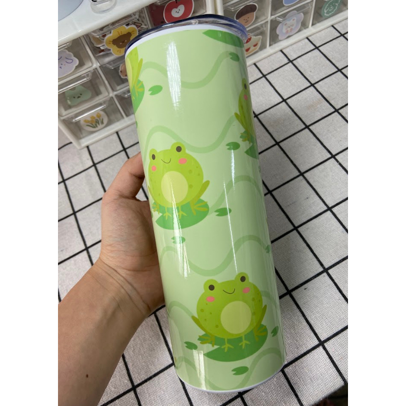 Ly Giữ Nhiệt Hình Ếch - Bình Giữ Nhiệt Hình Ếch - 600ml - Inox 304 - Tặng Kèm Ống Hút và Túi Đựng - Timi Studio