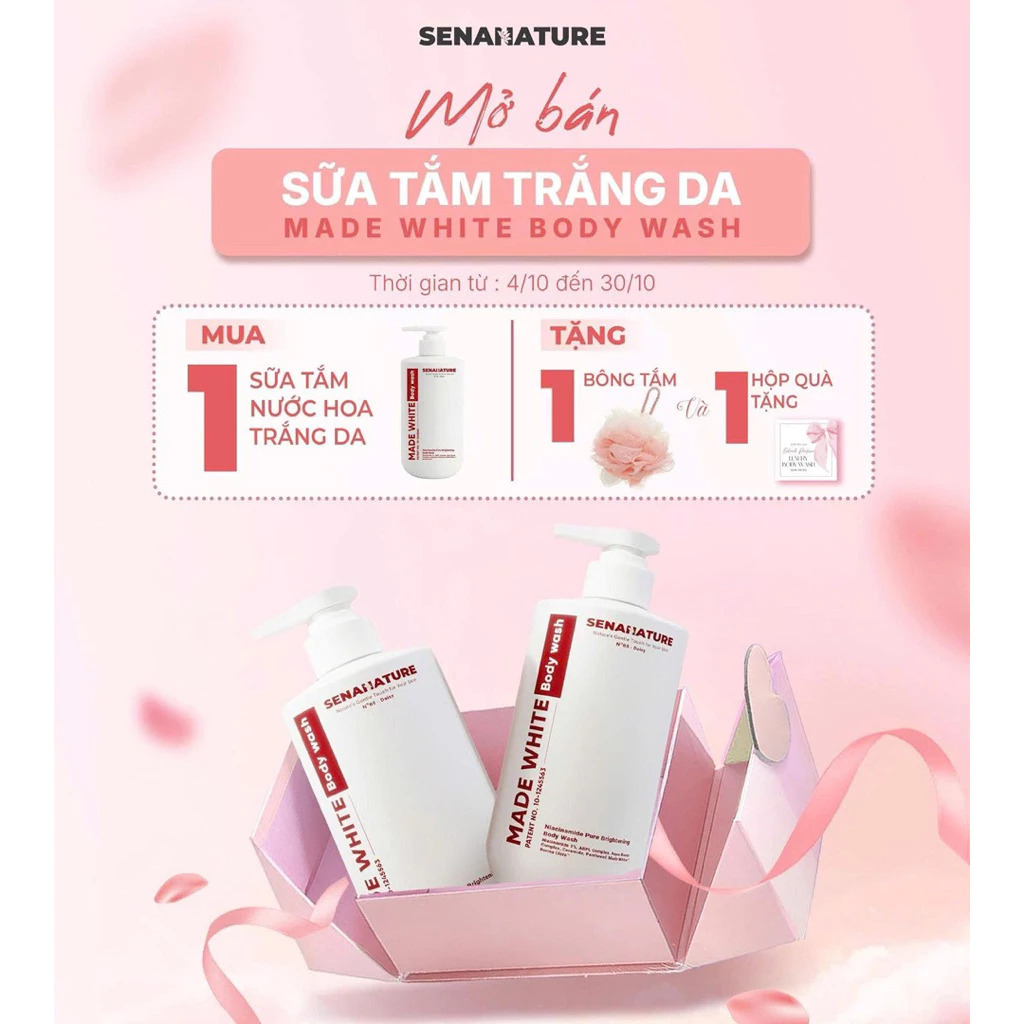 (Set quà tặng) Sữa tắm trắng da senanature made white body wash 500ml - hạn 2028 Hàn Quốc sữa tắm trắng da senanature