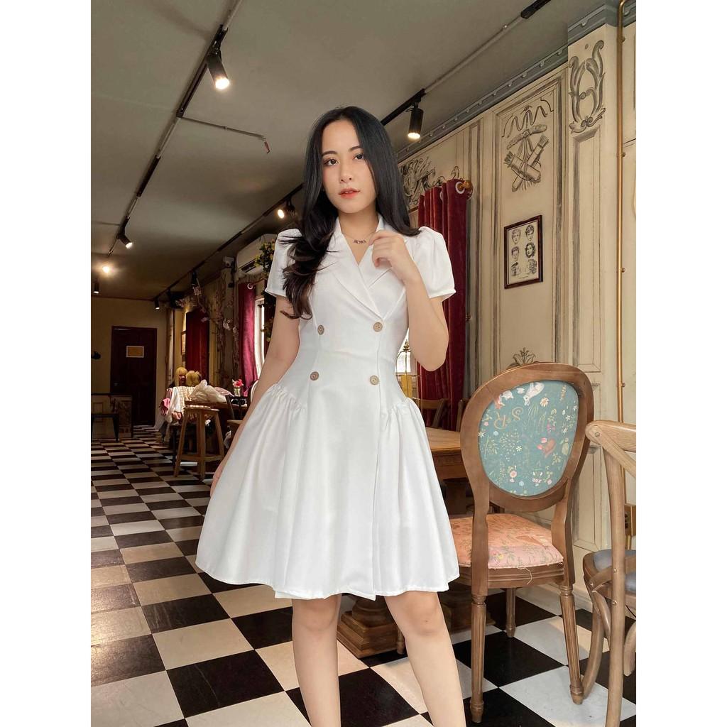 Đầm vest trắng đi tiệc cưới, dạo phố, đi chơi, đi làm xinh xắn, sang trọng
