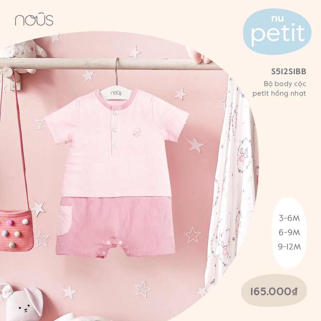 Bộ Quần Áo Cộc Liền Thân Nous Màu Hồng Nhạt Bé Gái - Chất Liệu Nu Petit Mềm Nhẹ (Size Từ 3-6 Tháng Đến 9-12 Tháng)