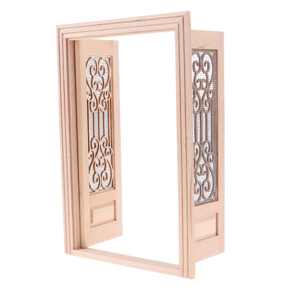 Handmade 1/12 Quy Mô Rỗng Màn Hình Đôi & 2-Ngăn Ô Cửa Sổ Cho Búp Bê Nhà Phòng Vườn Sân Trang Trí