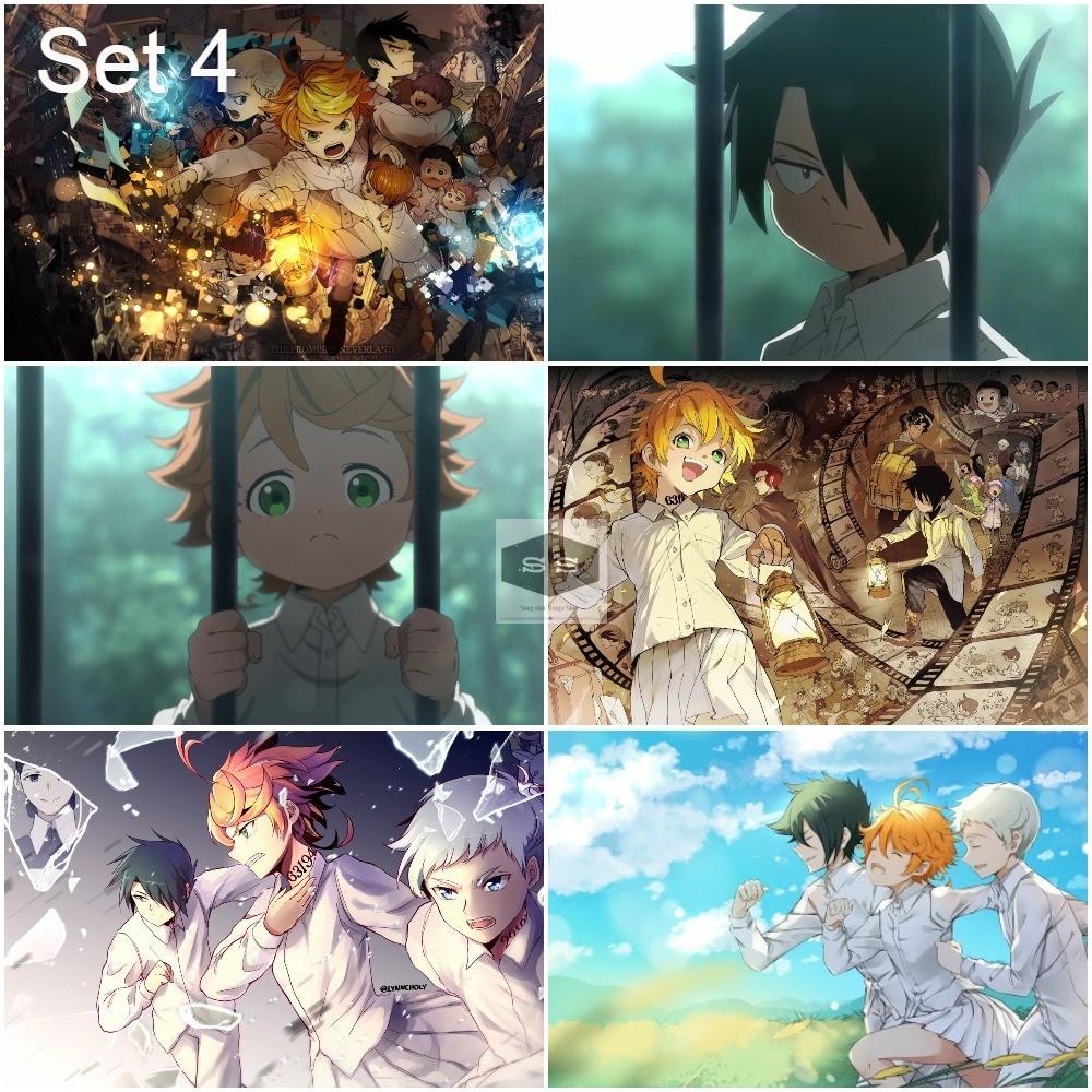 Bộ 6 Áp phích - Poster Anime The Promised Neverland - Miền Đất Hứa - A3,A4,A5