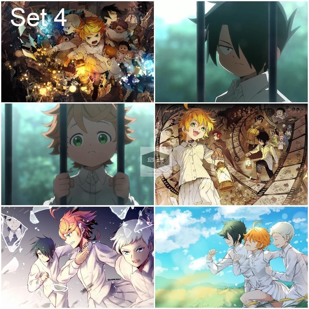 Bộ 6 Áp phích - Poster Anime The Promised Neverland - Miền Đất Hứa (bóc dán) - A3,A4,A5