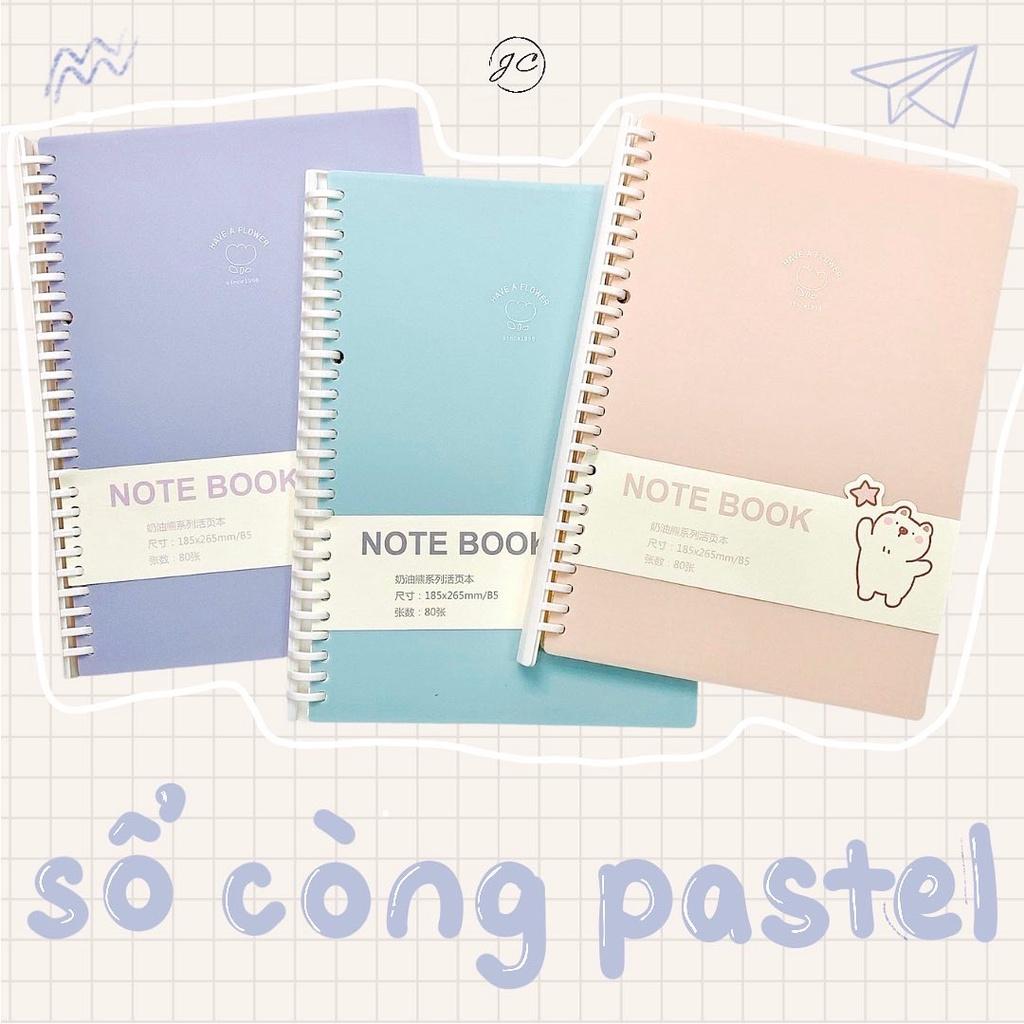 Sổ Còng Binder Màu Pastel Giấy Caro Grid Ô Vuông - Sổ Còng Thay Giấy Được màu Tím Hồng Nhạt Xanh Biển size A5 - B5