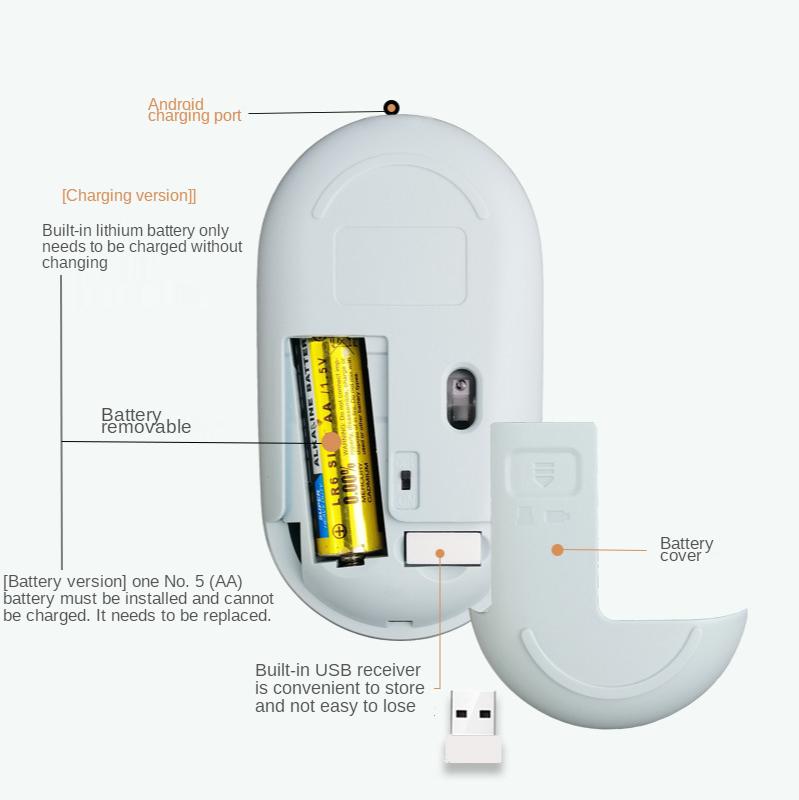 Chuột Không Dây Bluetooth Chế Độ Kép Chuột Im Lặng Chơi Game Sạc Chuột Với USB Chuột Phù Hợp Cho PC Laptop