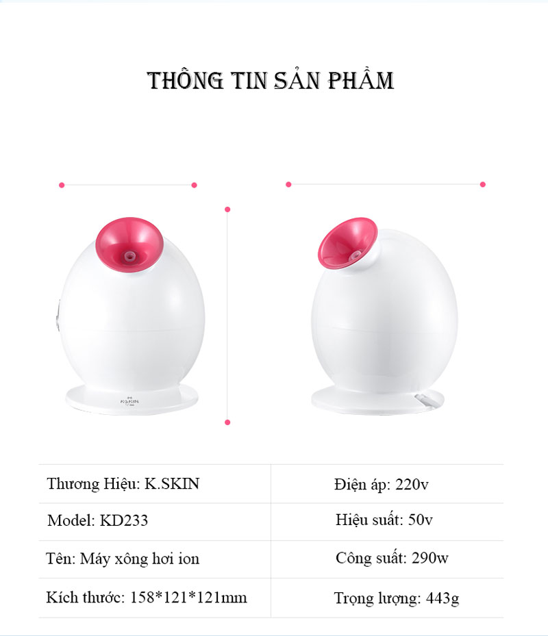 Máy Xông Hơi Da Mặt Phun Sương ION, Hydrat Chăm Sóc Và Trẻ Hóa Da Mặt Cao Cấp - Hàng Chính Hãng