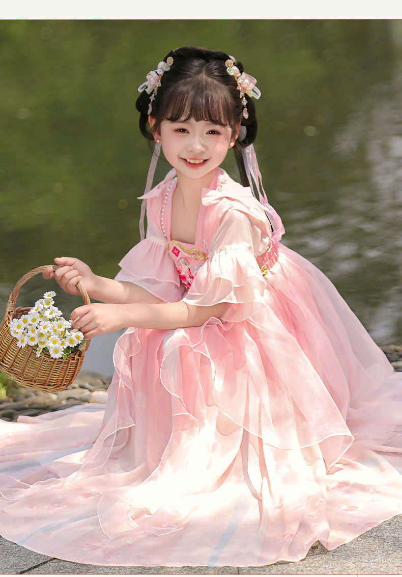 Đầm váy công chúa cổ trang hanfu hán phục cho bé gái diện lễ tết trung thu biểu diễn múa 100-170 hàng Quảng Châu