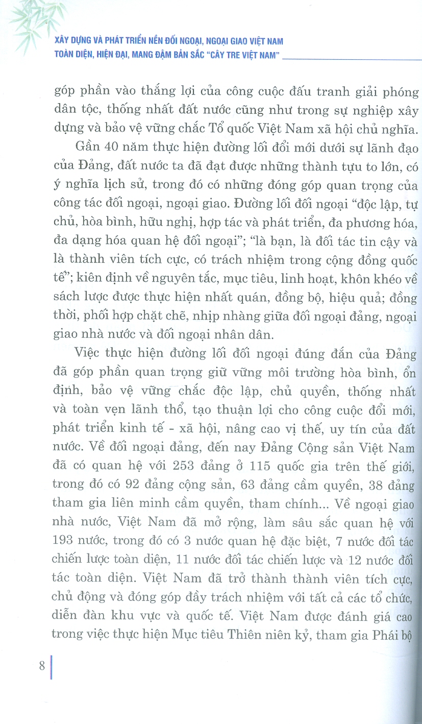 Xây dựng và phát triển nền đối ngoại, ngoại giao Việt Nam toàn diện, hiện đại, mang đậm bản sắc &quot; cây tre Việt Nam&quot; bản in 2024