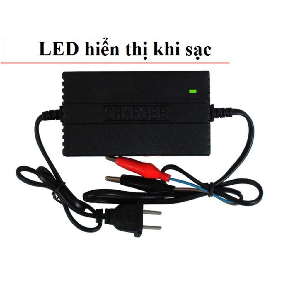 Bộ sạc ắc quy xe máy ô tô 12v 2A - 50A loại thông minh tự ngắt khi đầy sạc 3 giai đoạn bảo vệ ắc quy