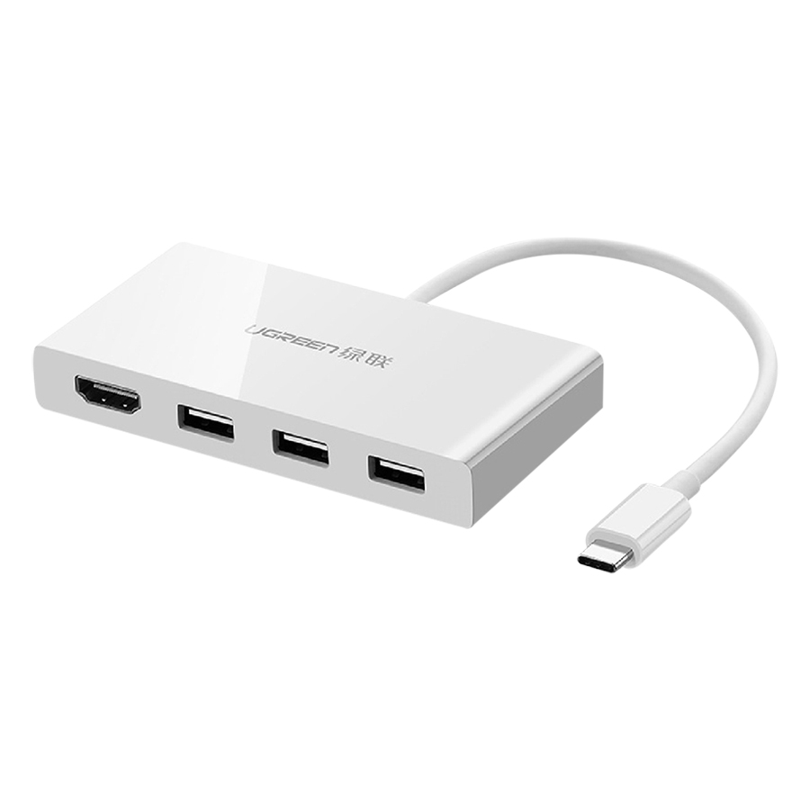 Bộ Chuyển Đổi Ugreen USB Type-C Sang HDMI 3 x USB 3.0 40374 (15cm) - Hàng Chính Hãng