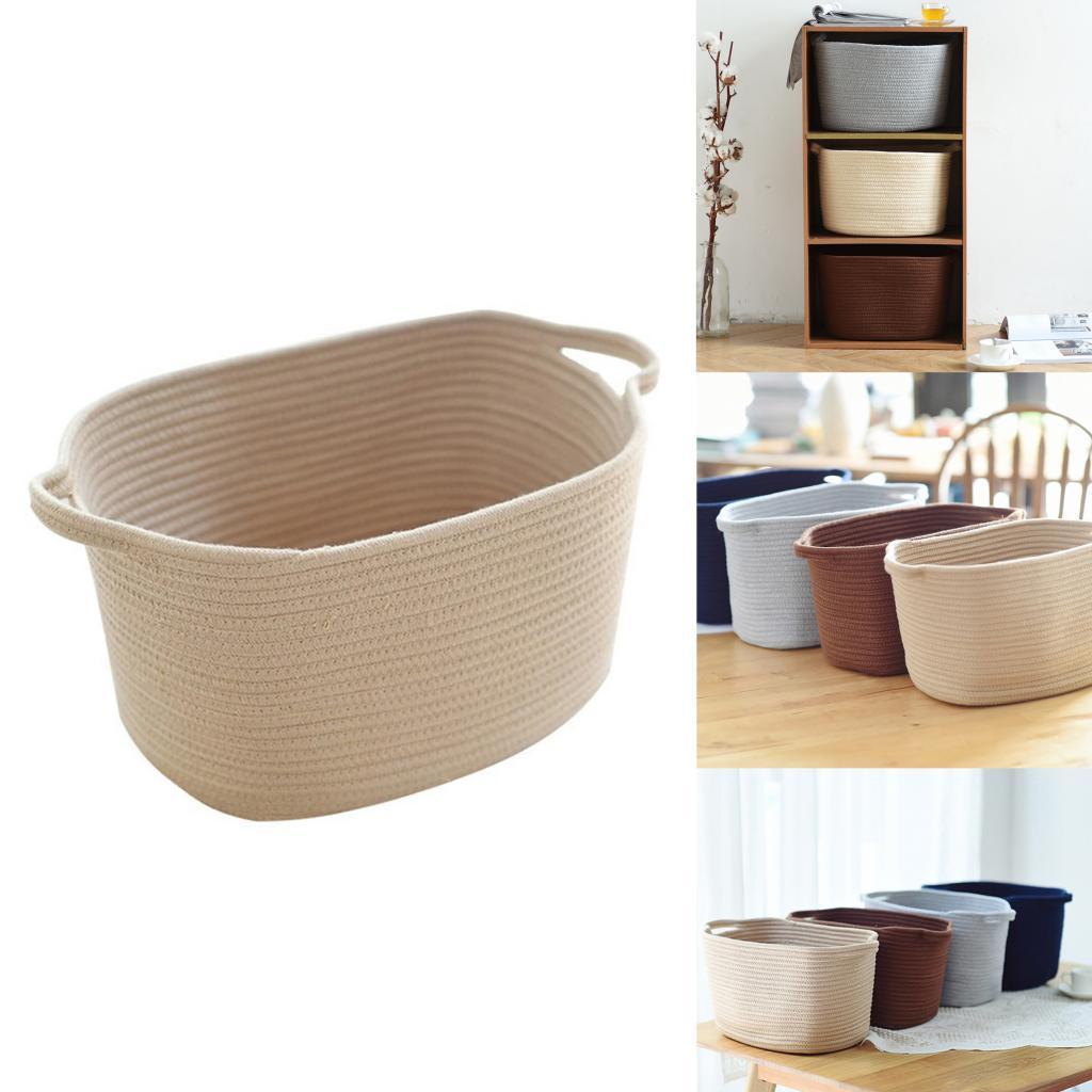 Woven Cotton Rope Storage Basket with Handles 46x30x30cm, Blanket Storage Baskets, Laundry and Toy Storage Organize