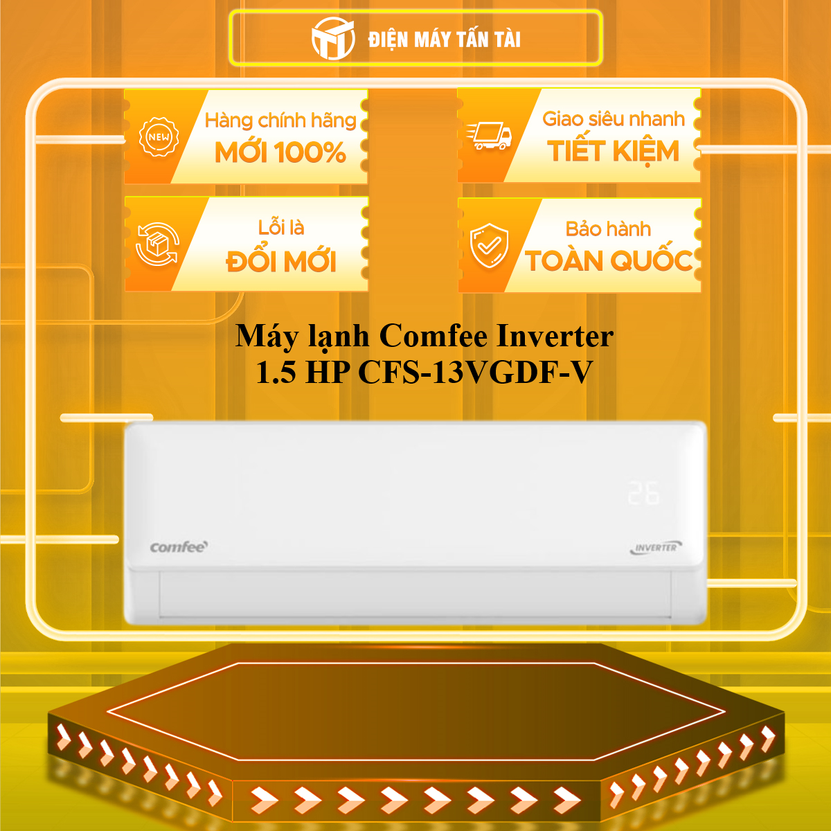 Máy lạnh Comfee Inverter 1.5 HP CFS-13VGDF-V - HÀNG CHÍNH HÃNG - CHỈ GIAO HCM