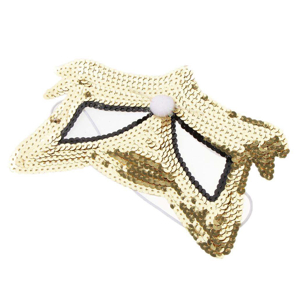 2xSequins lowrie Eye Half Face Mask Halloween Cosplay Party Fancy Dress Gold