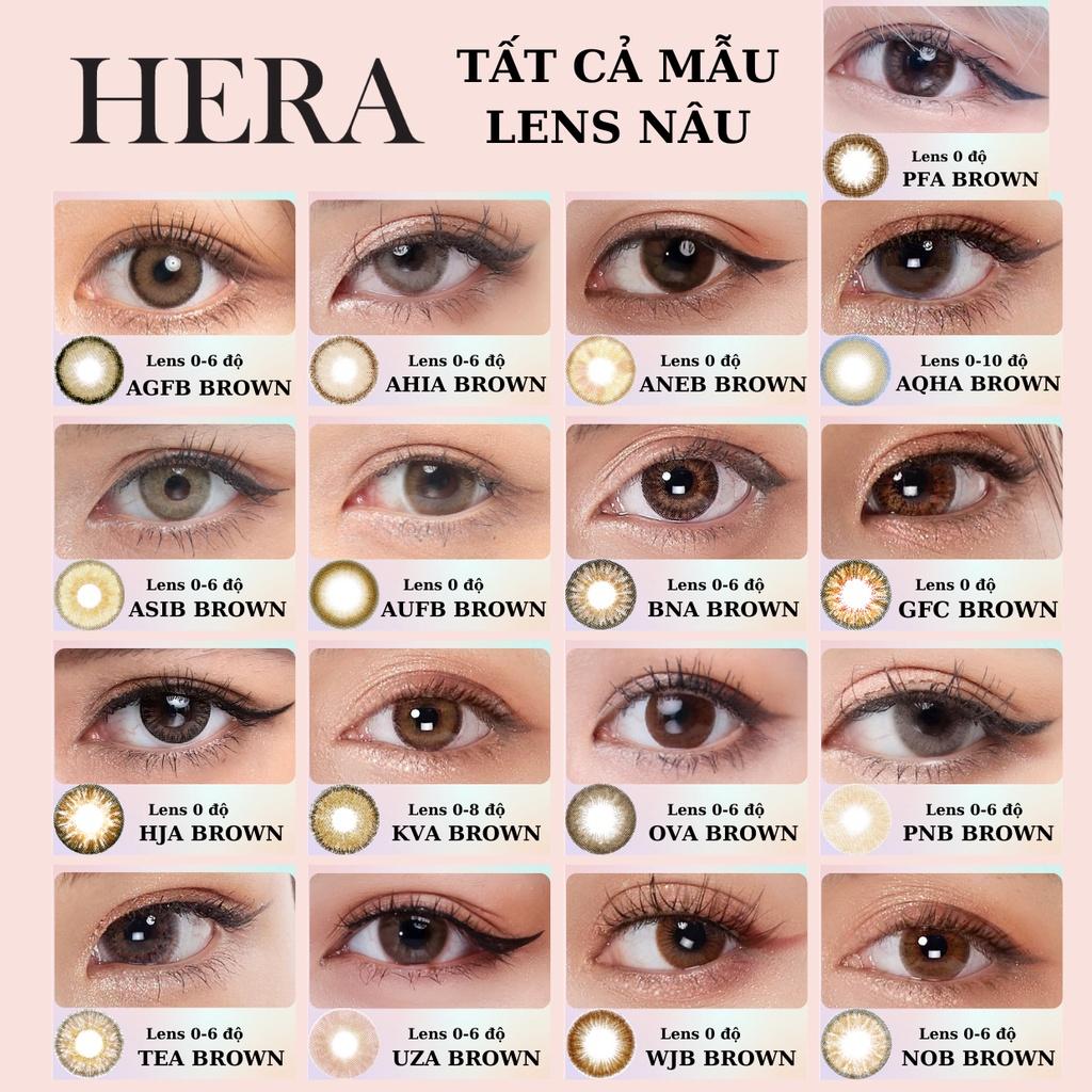 Kính Áp Tròng Hera Nâu Choco Cánh Hoa Không Độ FLORAL CHOCO Nhập Khẩu Hàn Quốc Lens Không Cận 6 Tháng