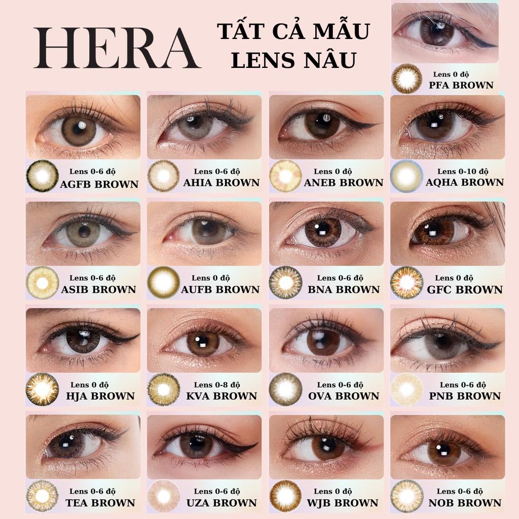 Kính Áp Tròng Hera Nâu Hạt Dẻ Nổi Bật 0 - 6 Độ WALNUT BROWN Nhập Khẩu Hàn Quốc Lens Cận 6 Tháng