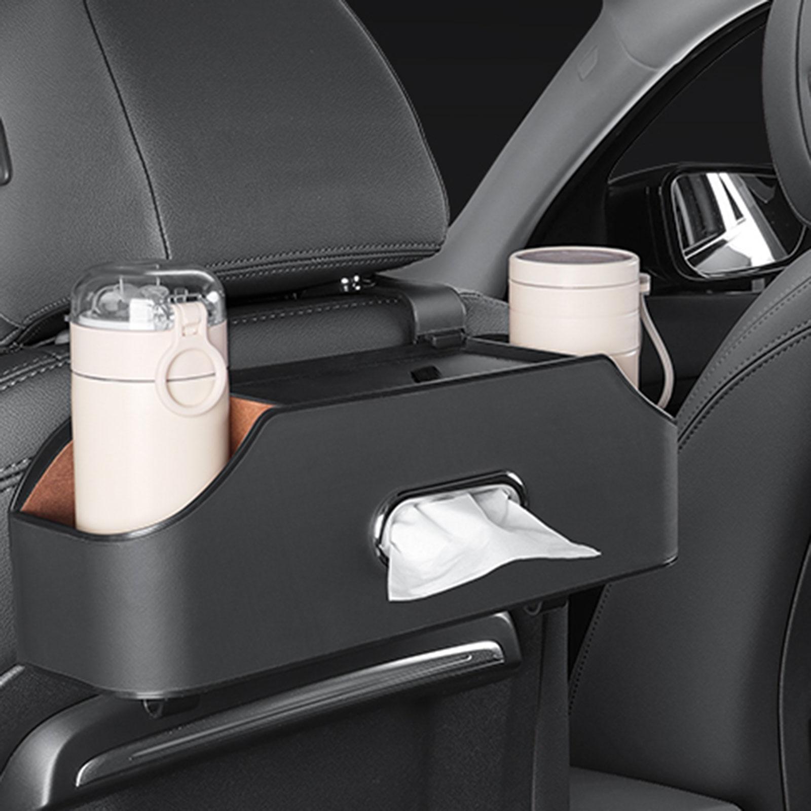 Car Headrest Seat Hanging Organizer with 2 Coasters Cup Holder Napkin Holder Durable 34.8x12x9.3cm Tear Resistant Waterproof Multifunctional