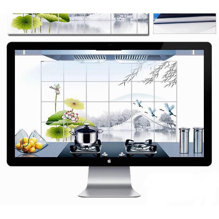 Decal dán bếp tráng nhôm cách nhiệt - PHONG CẢNH HOA LÁ SEN