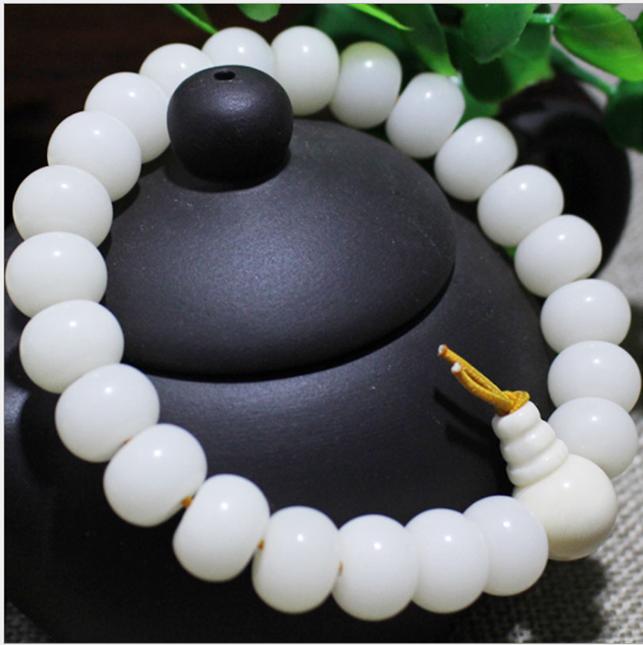 Vòng tay nam nữ bồ đề trắng hạt dẹt VG18