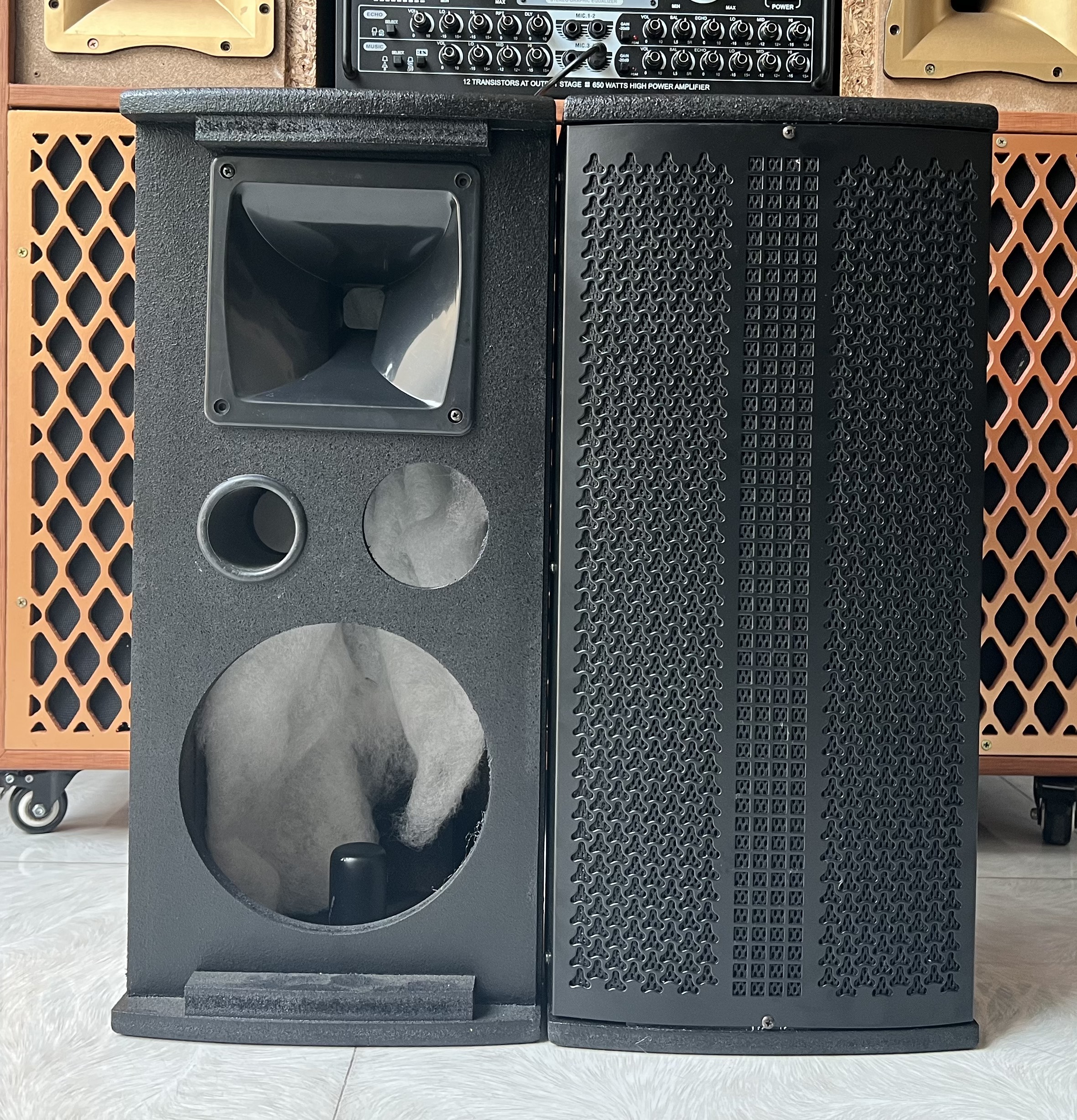 Vỏ thùng loa 2 tấc thùng sơn 1 bass 20, 1 chép kèn 1 chép giấy Hải Triều