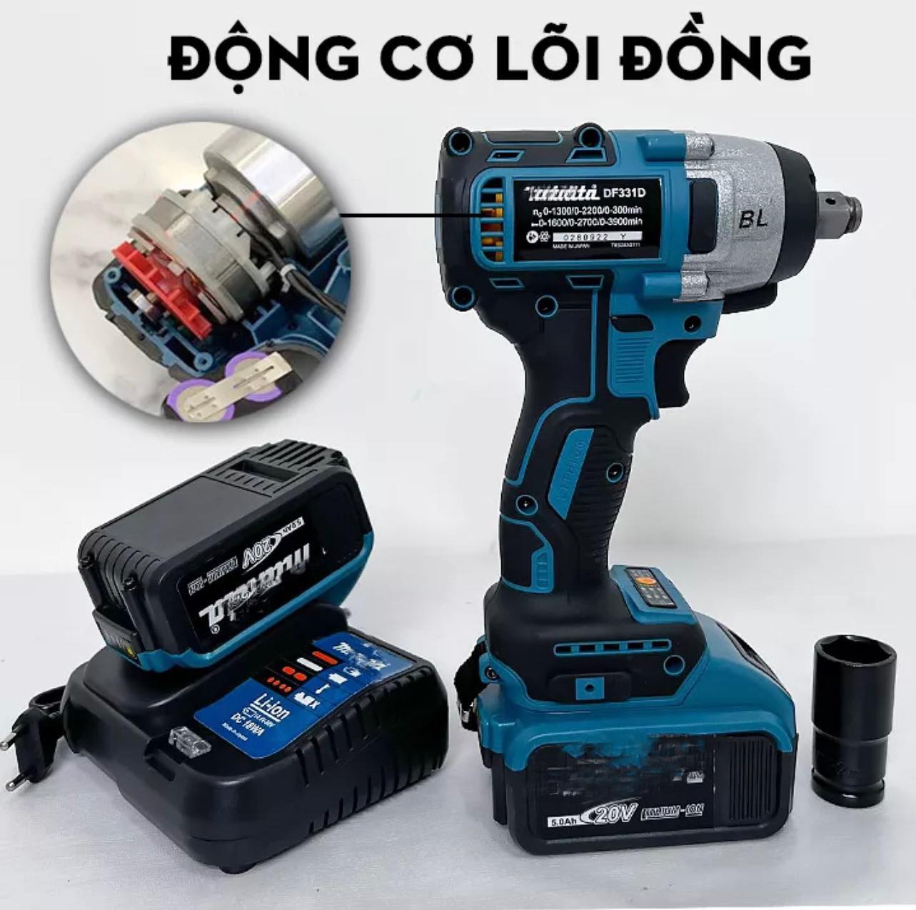 Máy siết bu lông dùng pin kèm phụ kiện DCF887 3 đèn LED trợ sáng