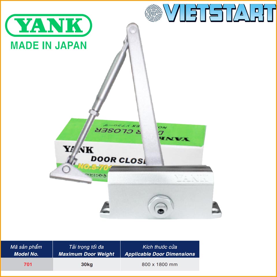 Tay đẩy hơi YANK - 30-45-60-85kg Made inThailand - Dừng cố định & không dừng - Tay Co Thủy Lực, Củi Chỏ hơi
