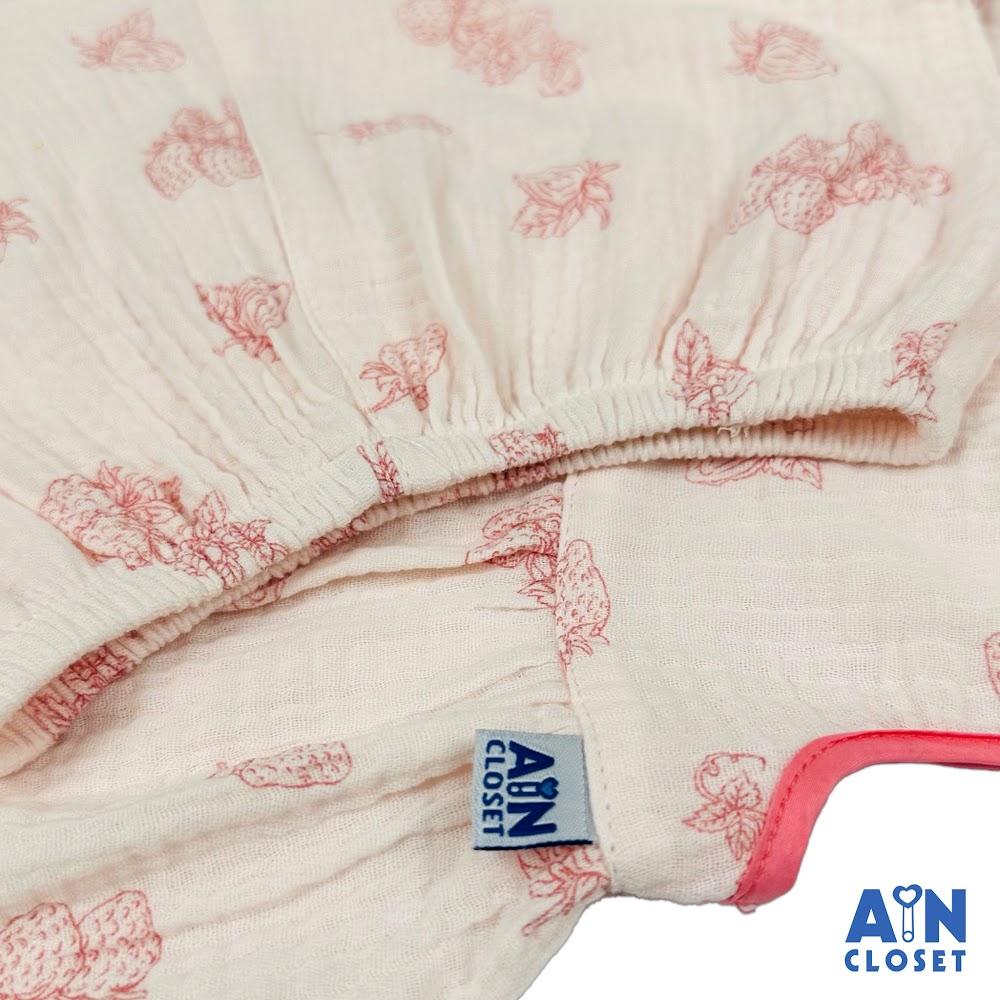 Bộ quần áo Ngắn bé gái họa tiết Dâu Xô Hồng muslin - AICDBGXZCKWJ - AIN Closet