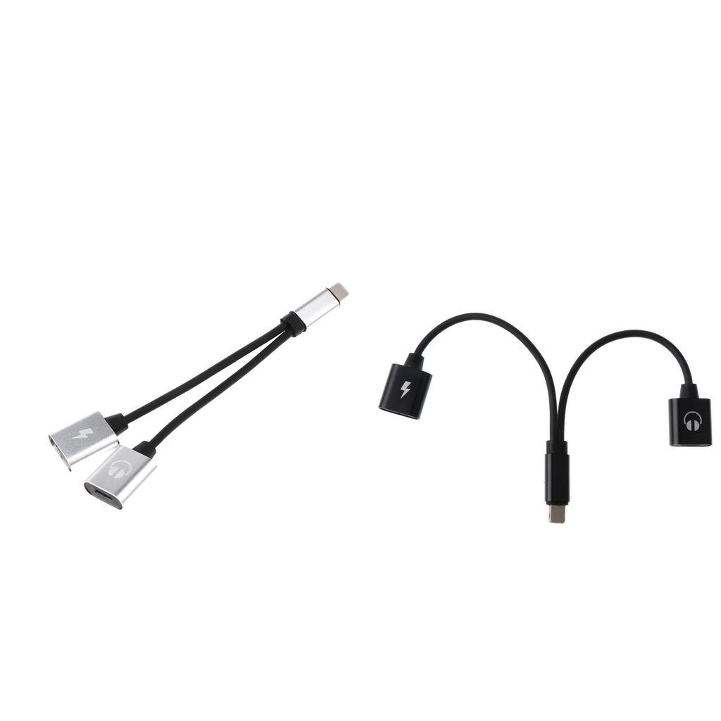 2 in 1 For  Male Port to Female Audio & Charging Adapter Cable