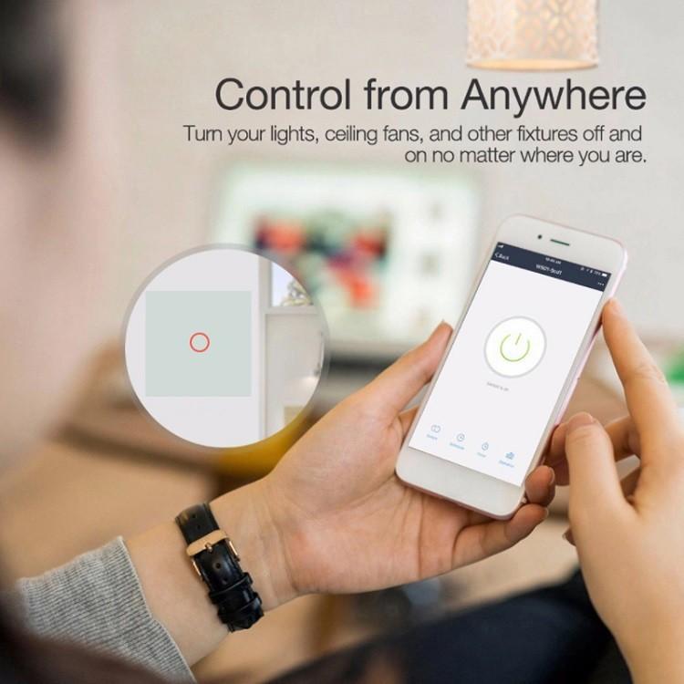 Công Tắc Thông Minh Wifi Mặt Vuông (Không Cần Dây N). Điều Khiển Từ Xa Bằng Điện Thoại Dùng App. Smart Life/ Tuya