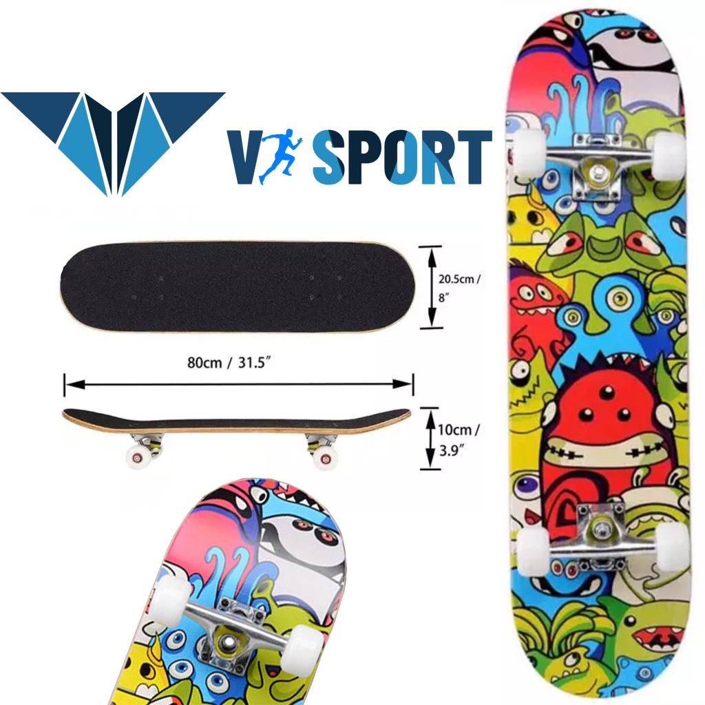 Ván Trượt Người Lớn Skateboard Thể Thao Chất Liệu Gỗ Phong Ép Cao Cấp 7 Lớp Mặt Nhám