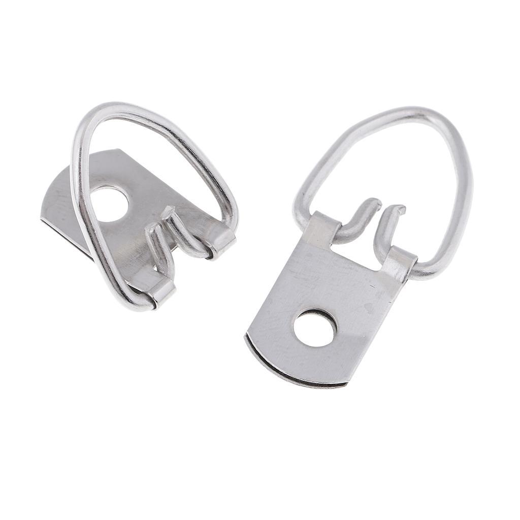 100 Pieces 3.2 x 1.5 cm Single Hole D Ring Picture Frame Hangers Hooks Wall Hangers Heavy Duty D Ring Picture Hangers