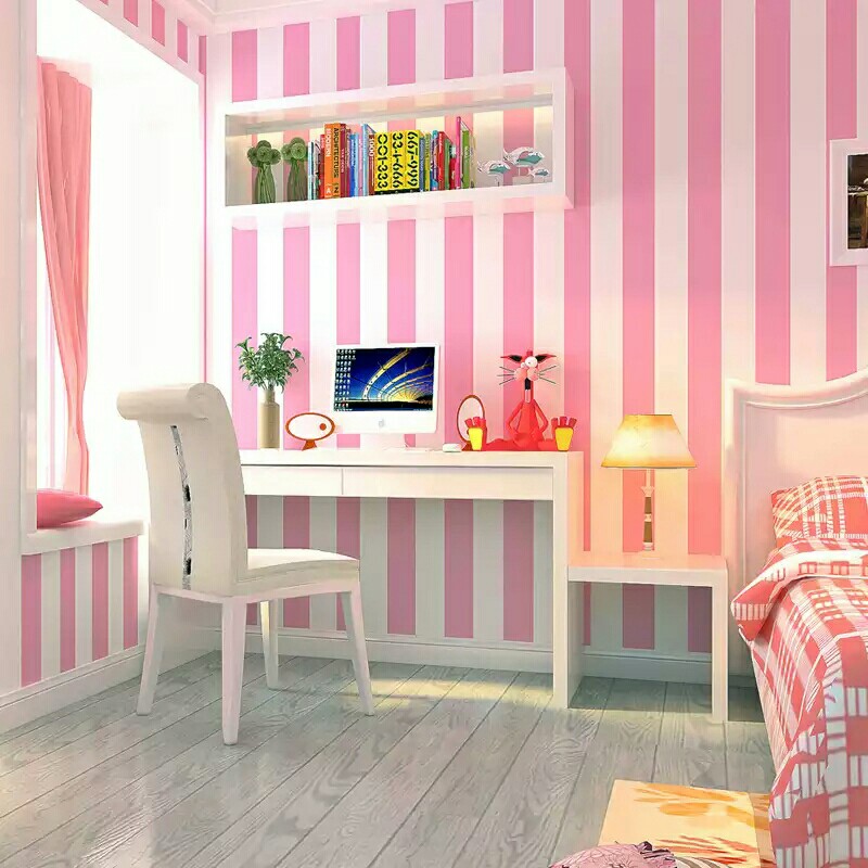 GIẤY DÁN TƯỜNG KHỔ 45CM X10M SỌC TRẮNG HỒNG