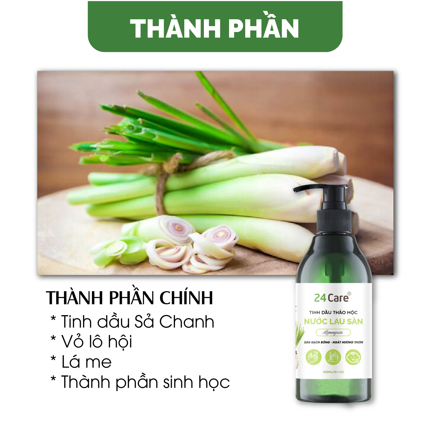 Nước Lau sàn hữu cơ trẻ em 24Care - Hương thảo mộc thiên nhiên Sả chanh/ Bạc hà/ Cam ngọt - Đuổi muỗi và côn trùng - Thơm nhẹ diệt khuẩn loại bỏ vết bẩn cứng đầu