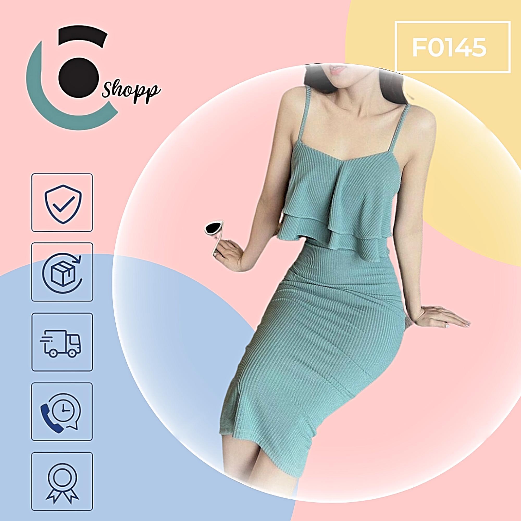 Đầm body 2 dây bèo tầng