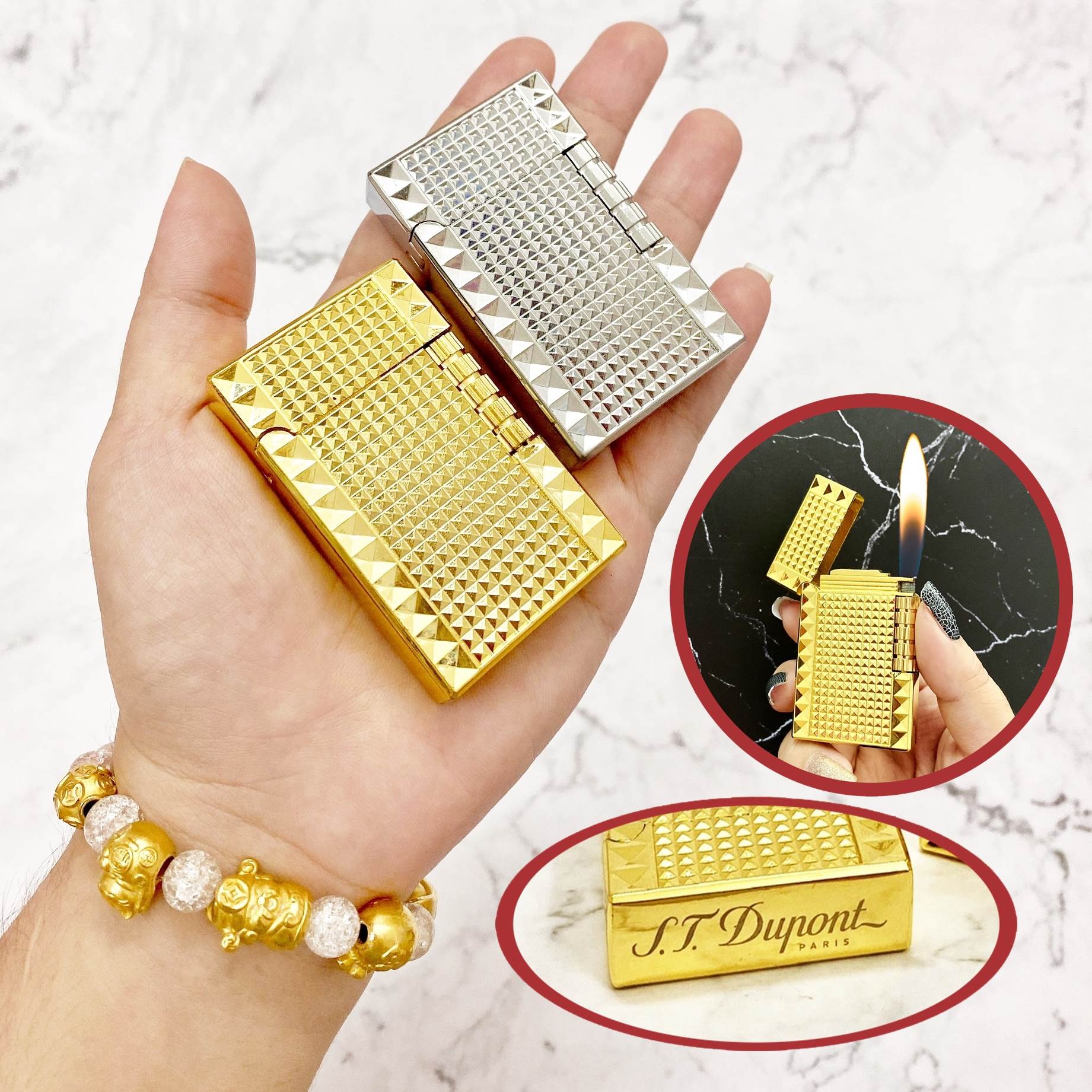 Hộp quẹt bật lửa Dupont kim cương M-9 -