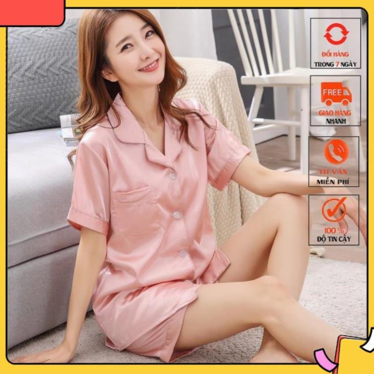 Bộ Pijama Lụa Ngắn Cộc Tay Nữ Cao Cấp MADELA, Pijama Lụa Nữ Mùa Hè, Đồ bộ mặc nhà nữ