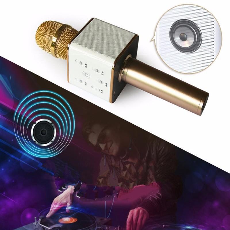 Micro hát karaoke blutooth Q7S dòng 2021, mic bluetooth kèm loa thu âm, bass vang kèm hộp chống sốc