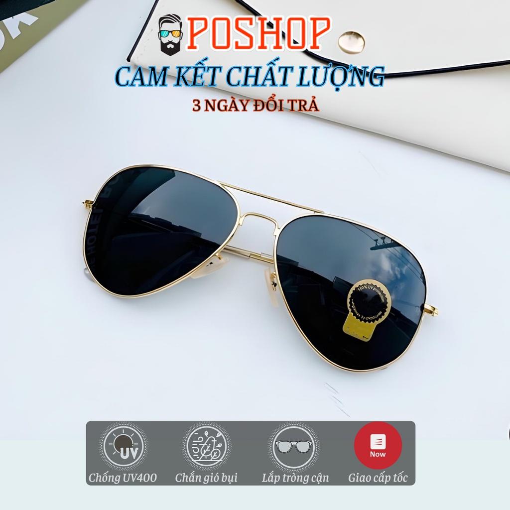Mắt kính nam nữ cao cấp POSHOP gọng kim loại kiểu phi công cổ điển với tròng thuỷ tinh cường lực chống uv400 R3026