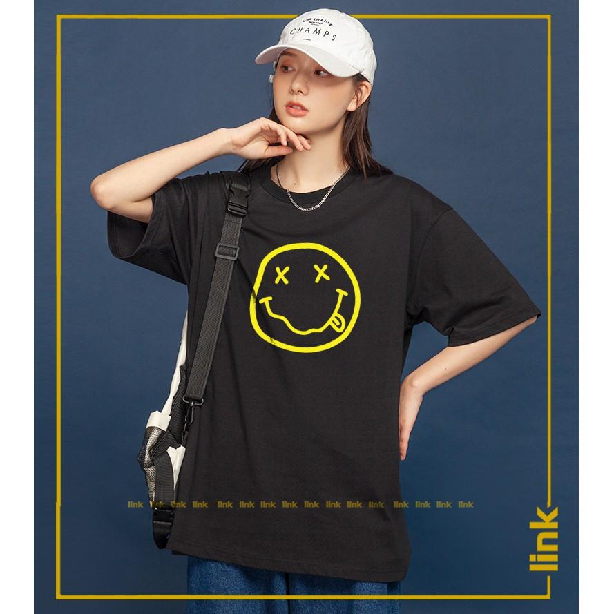 Áo phông mặt NIRVANA đáng yêu tay lỡ unisex