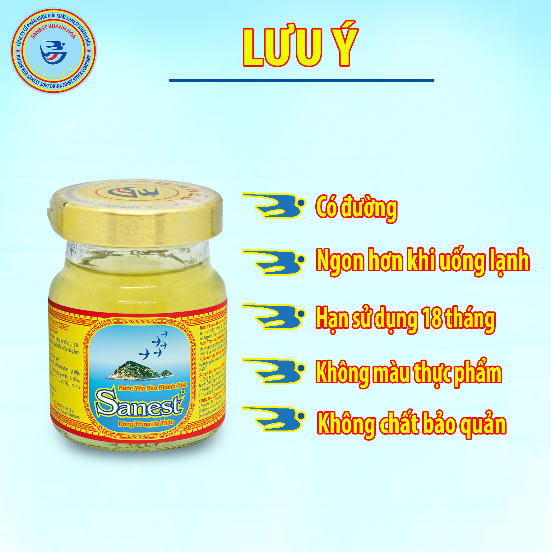 Nước Yến sào Khánh Hòa Sanest Đông Trùng Hạ Thảo đóng lọ 70ml