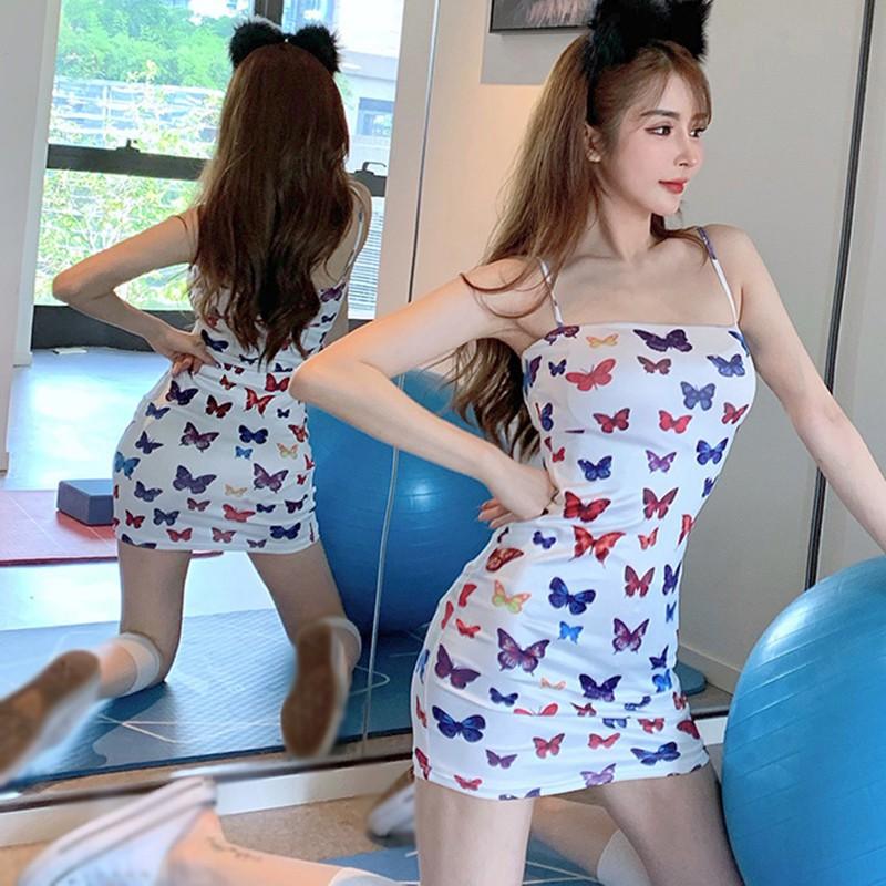 Đầm Không Tay In Hình Bướm Quyến Rũ Thời Trang Dành Cho Nữ